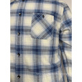 Contrast Plaid Collar Long Sleeved Shirt